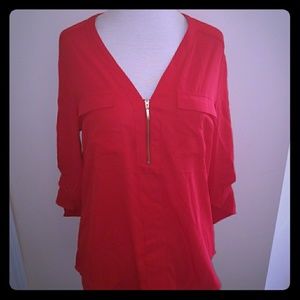 Long Sleeve Zip Up Blouse